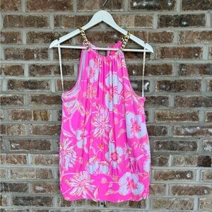 Lilly Pulitzer Bowen Halter Top Beachy Blooms Prosecco Pink Large